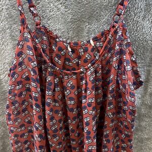 Skull Cherry Print Camisole Tank Top Red Blue Adjustable Straps Rockabilly Alt